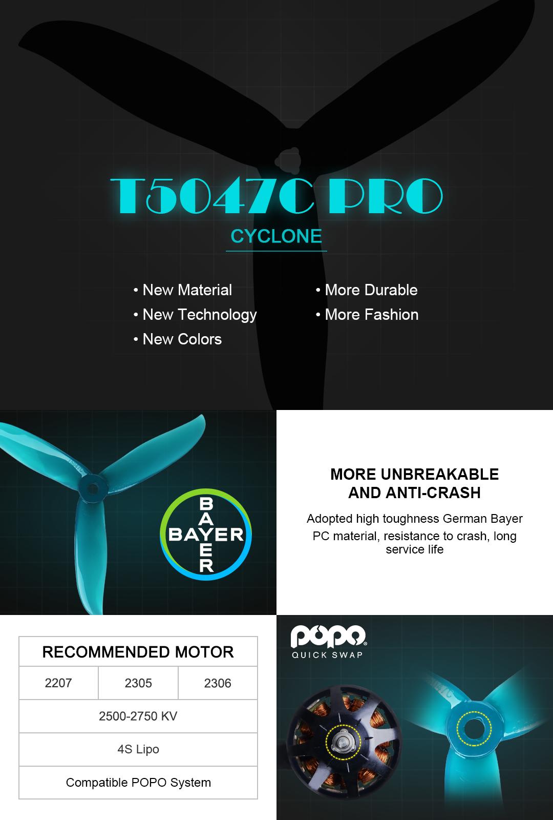 DALPROP Cyclone 5 Inch T5047C Pro Racing Drone Propellers 6 Pairs