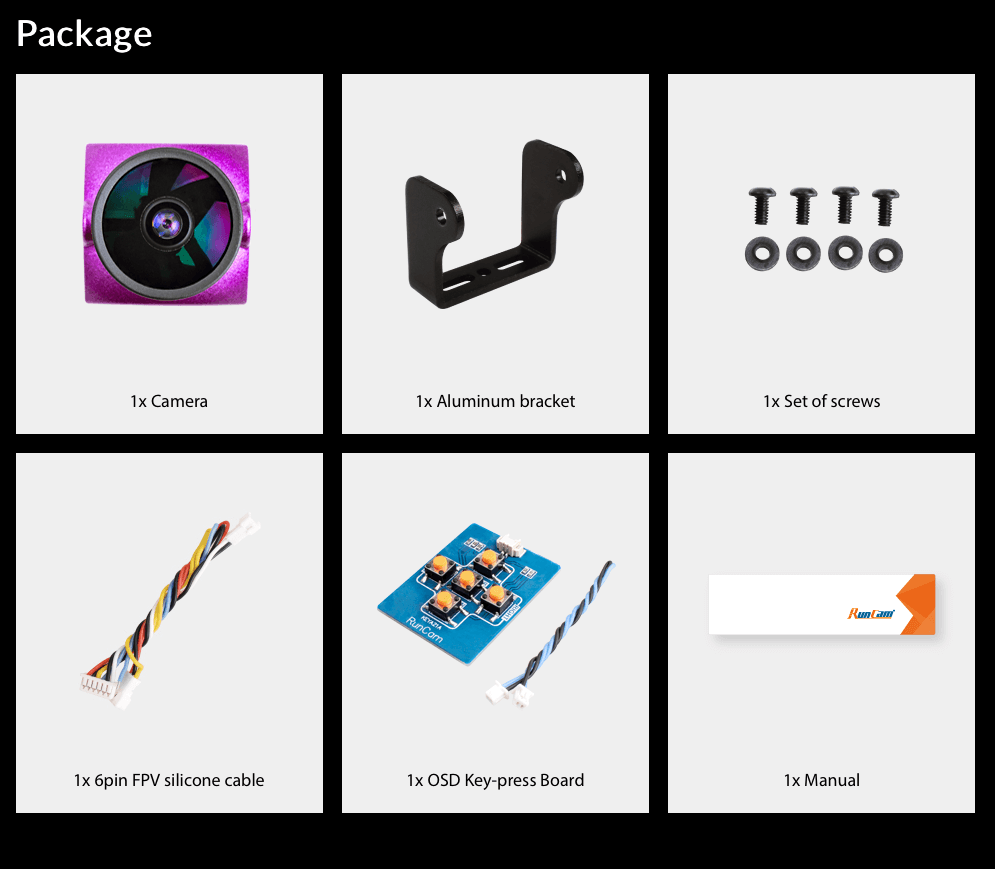 contents of the micro sparrow 2 pro by runcam