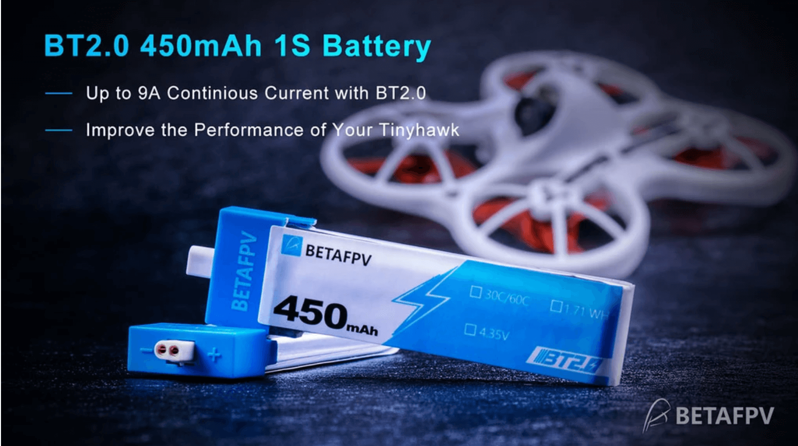 BT2.0 450mAh 1S 30C Battery (4PCS)
