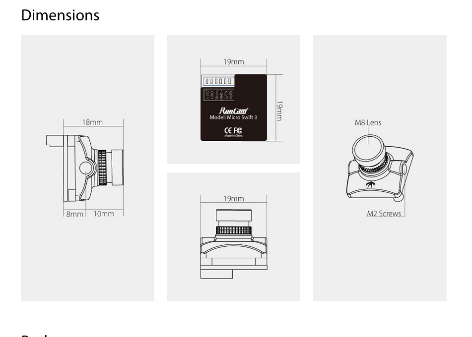runcam micro swift 3 v2 dimensions