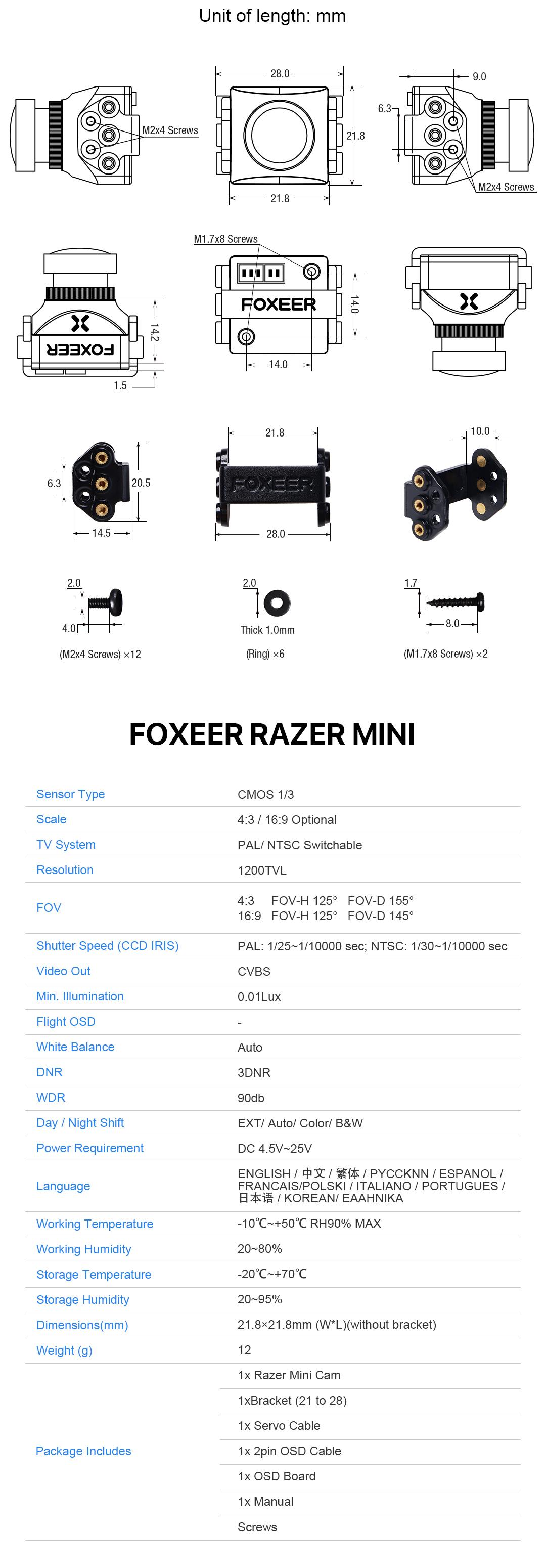 specifications and dimensions