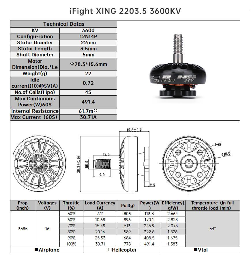 XING 2203.5 4-6S FPV Motor black