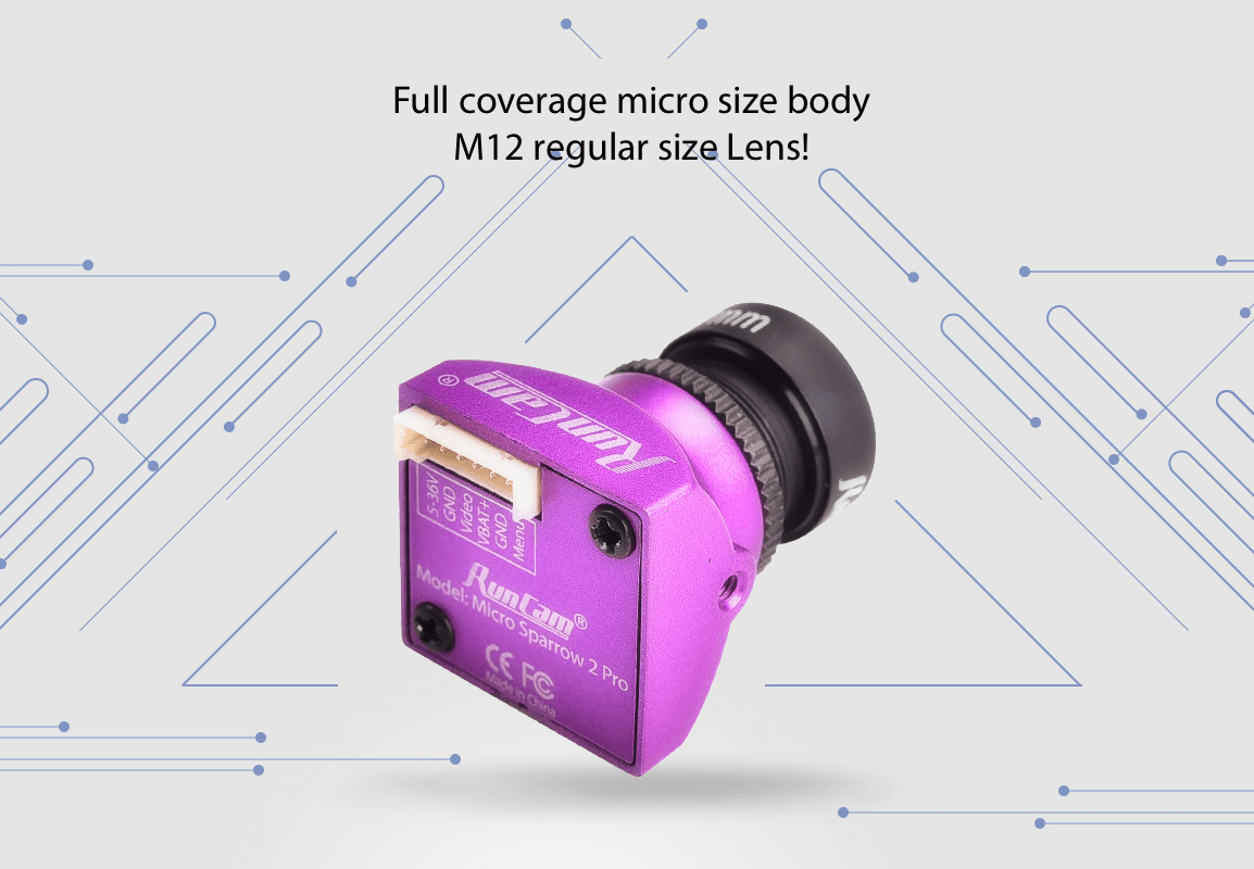 Full sized M12 lens in the Micro Sparrow 2 Pro