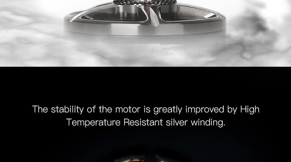 High resistant windings in silver make the motors much cooler