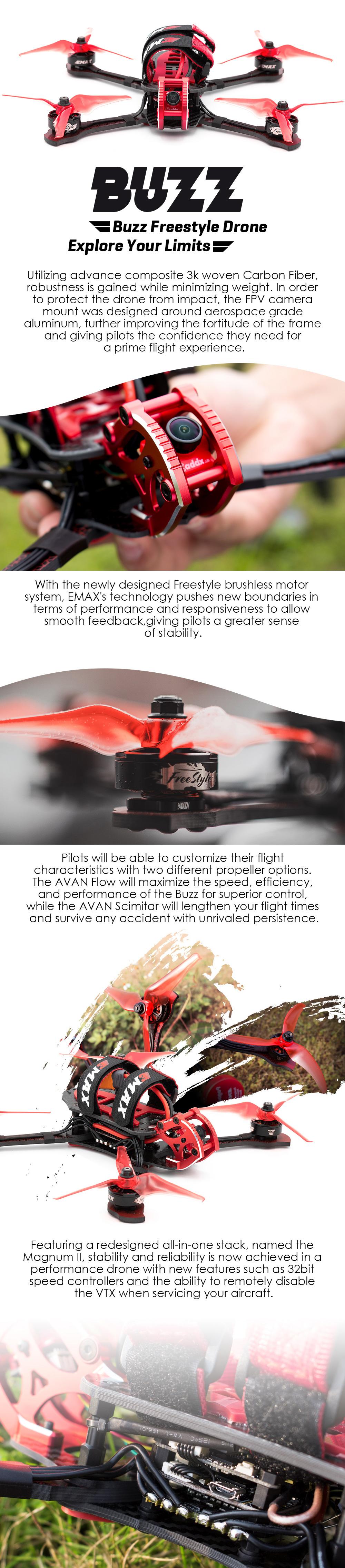 EMAX BUZZ 5" 1700Kv/2400Kv PNP Freestyle Drone  information