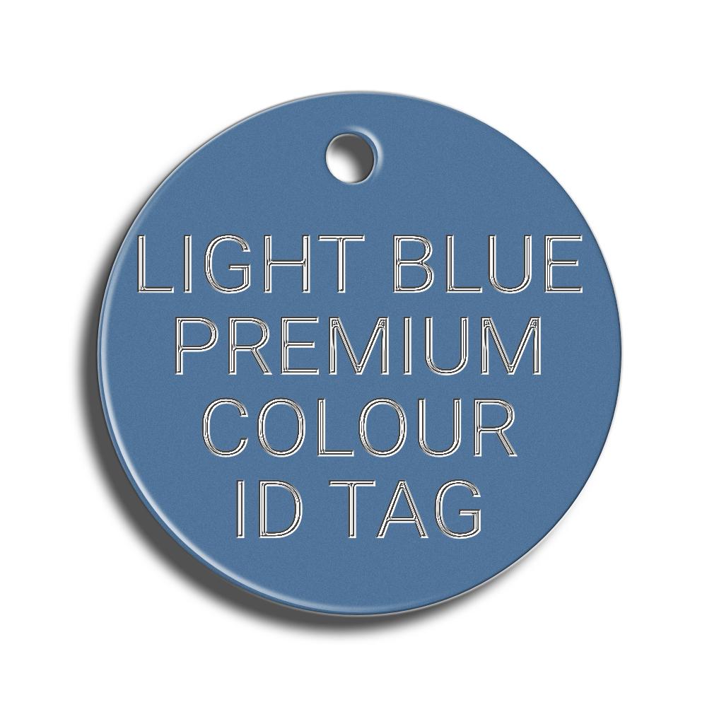 light blue pet tag