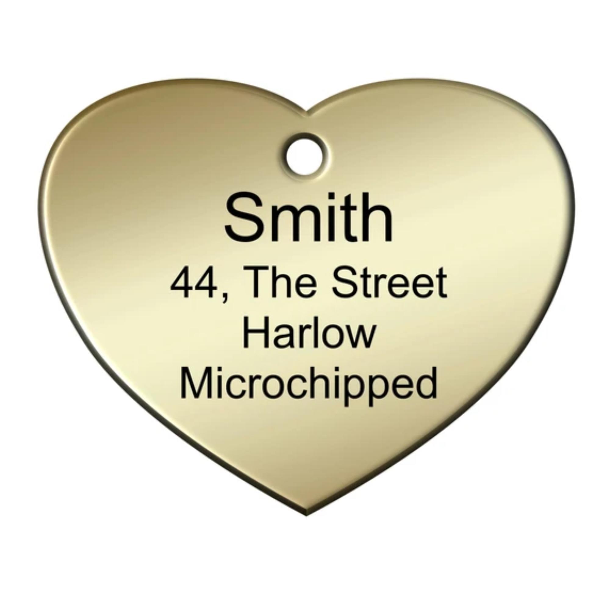 large brass heart pet tag