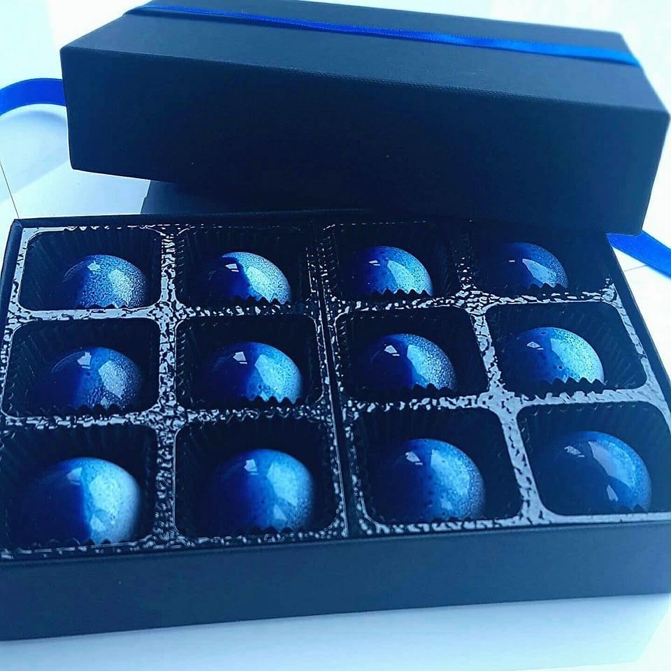 Boxed Halen Mon Salted Caramels in 75% Tanzanian Chocolate