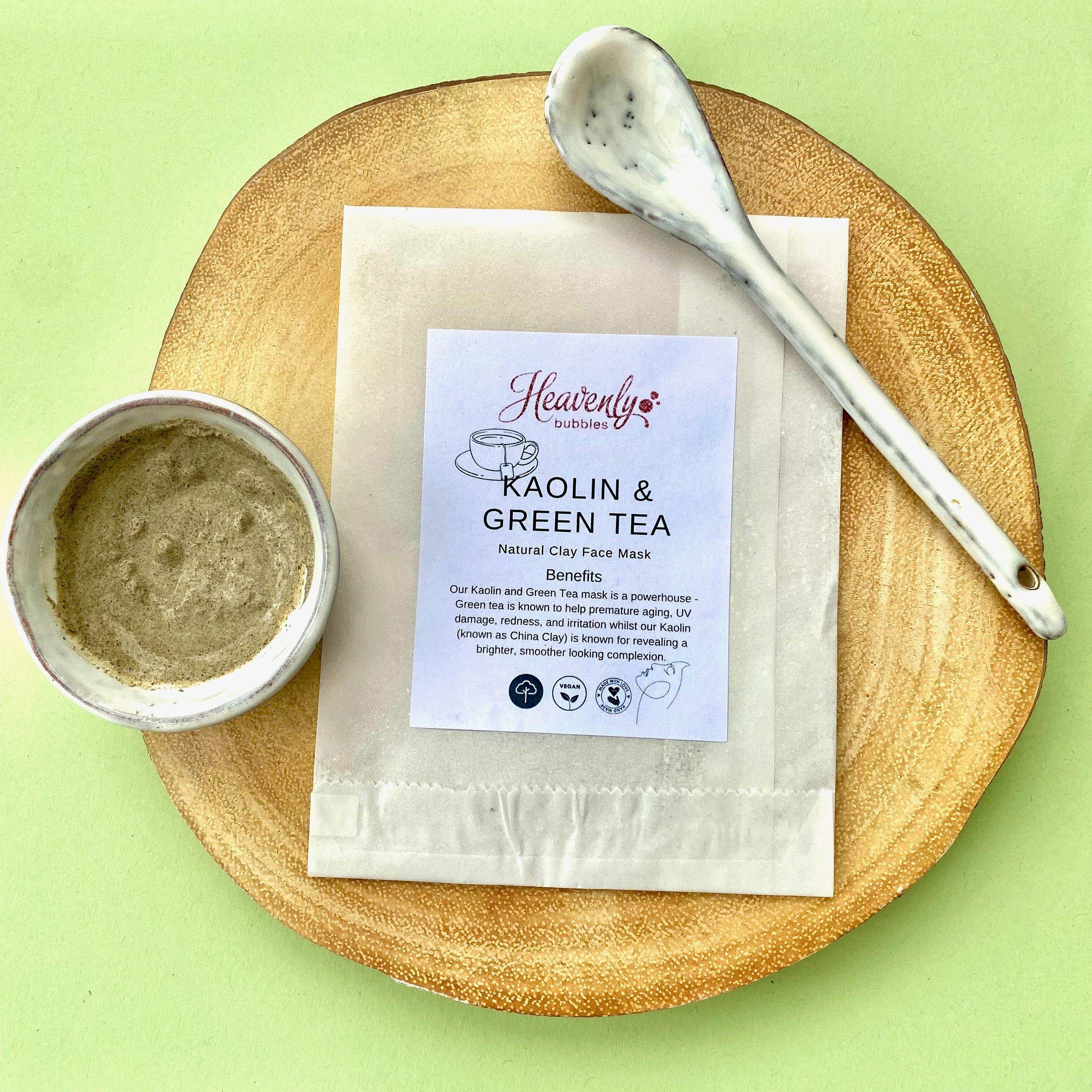 Kaolin & Green Tea Face Mask in Biodegradable Sachet – Heavenly Bubbles UK