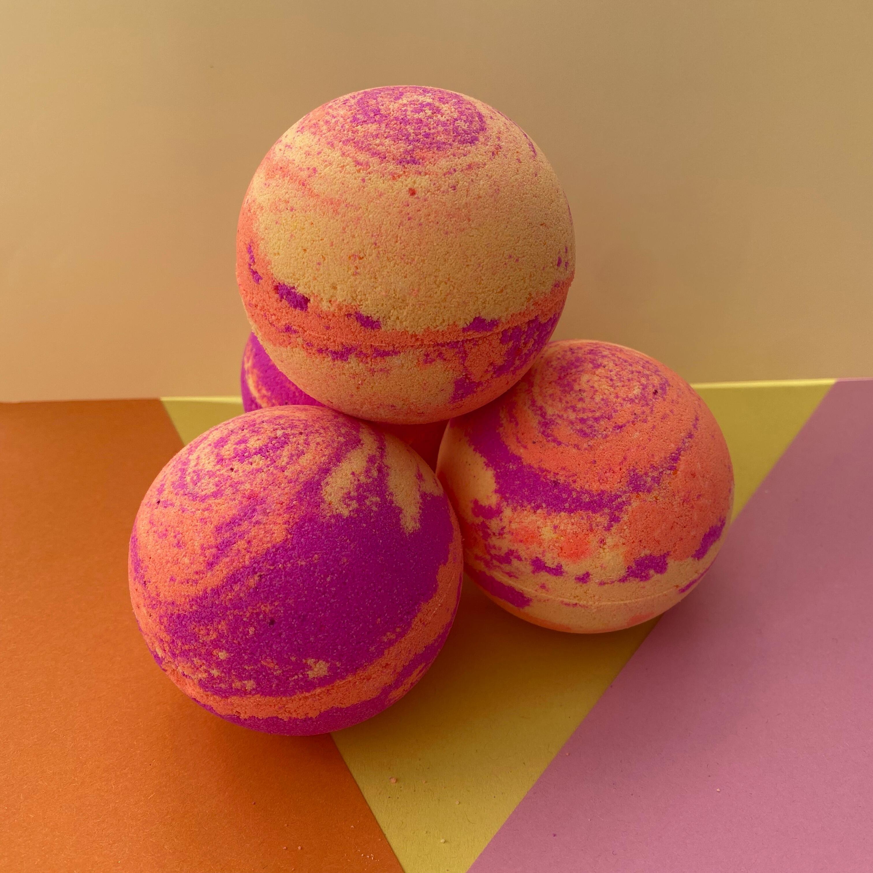 Bright and bold neon bath bomb for retro bath time fun