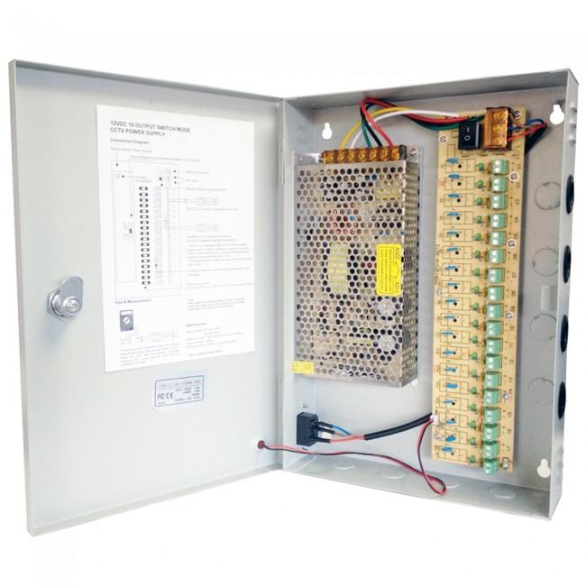 12v 18 Way Boxed Power Supply 15A