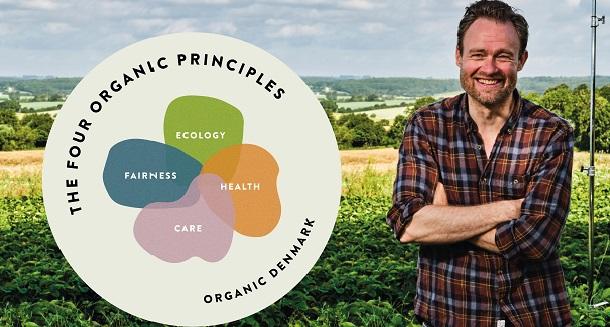 <h3 class="headline-height"><a href="/history-of-danish-organics">THE FOUR ORGANIC PRINCIPLES</a></h3><div class="box-height">Organic Denmark aims to increase awareness of the four organic principles for organic production. The principles of Health, Fairness, Ecology and Care express the vision and the fundamental values of the organic movement, and can guide us in managing nature’s resources, to ensure that we cultivate, process, buy and eat food that is as gentle on the environment as possible. </div>