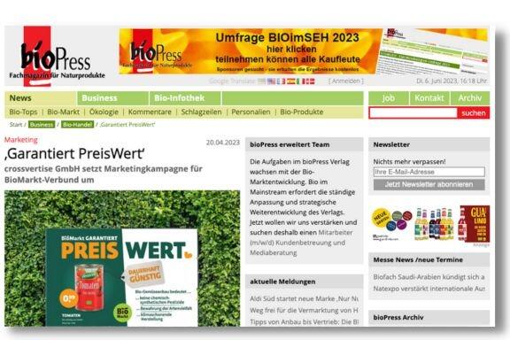 Guaranteed PreisWert campaign by organic markets