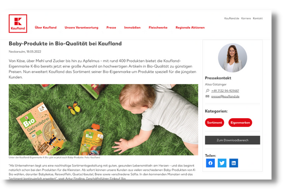 Kaufland adds baby products to its organic private label range