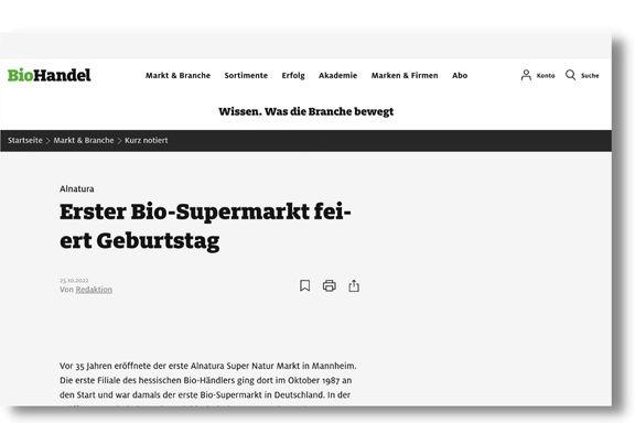 Alnatura: First German organic supermarket celebrates its 35th anniversary