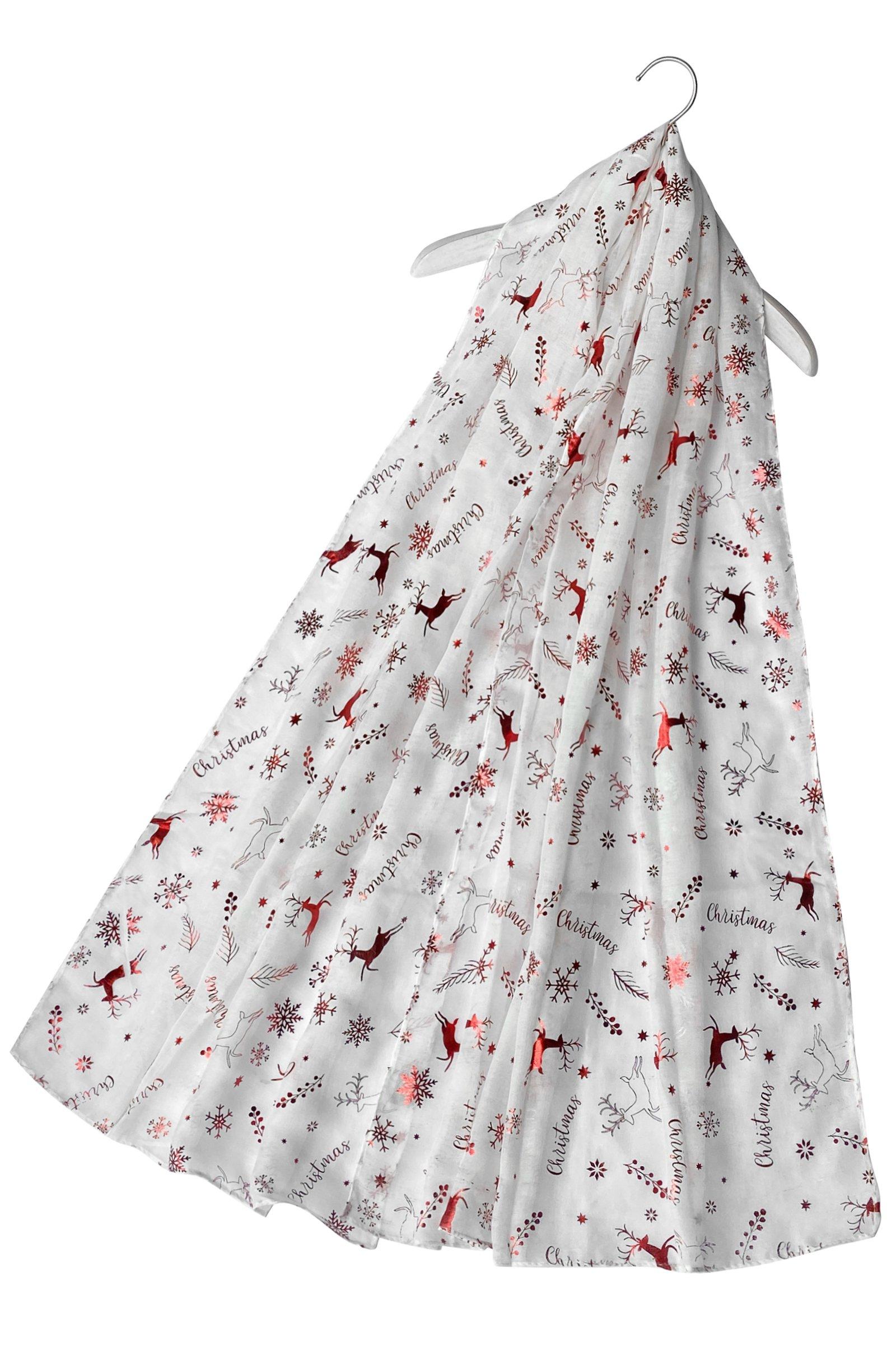 white and red christmas scarf