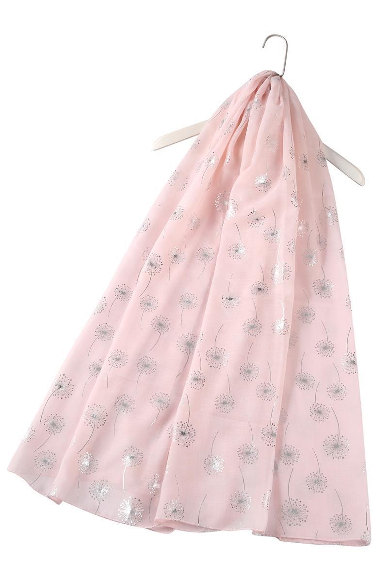pink dandelion silver foil scarf