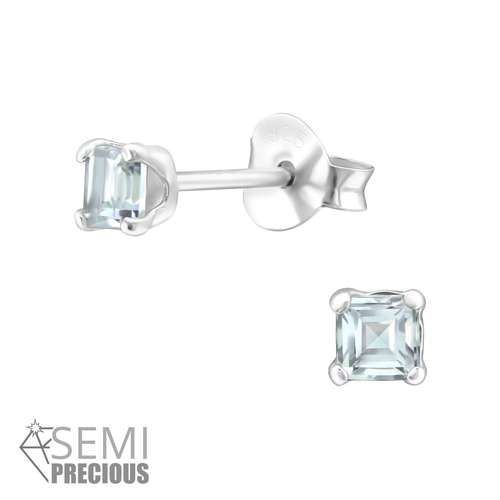 square cut sky blue topaz earrings