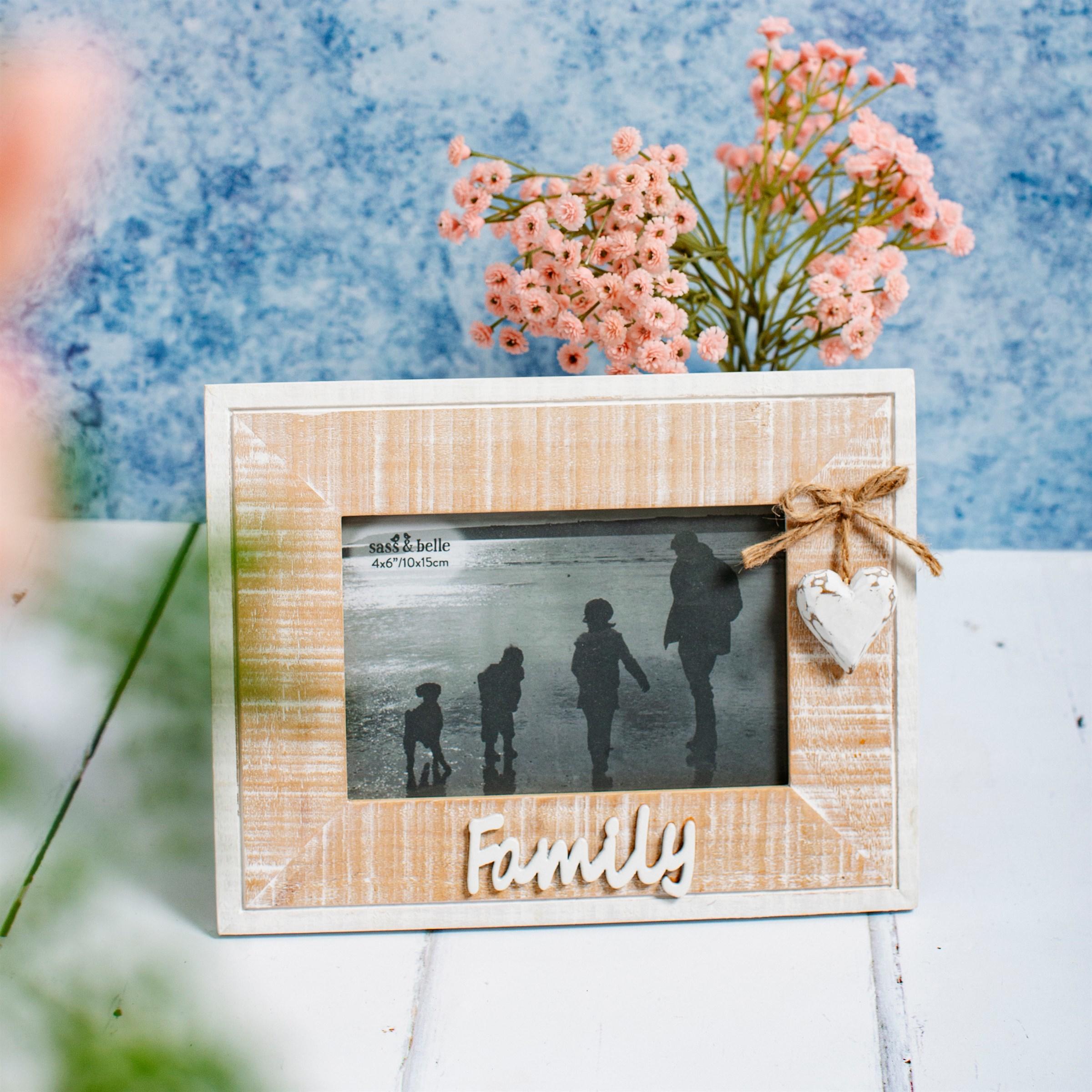 rustic heart family photo frame