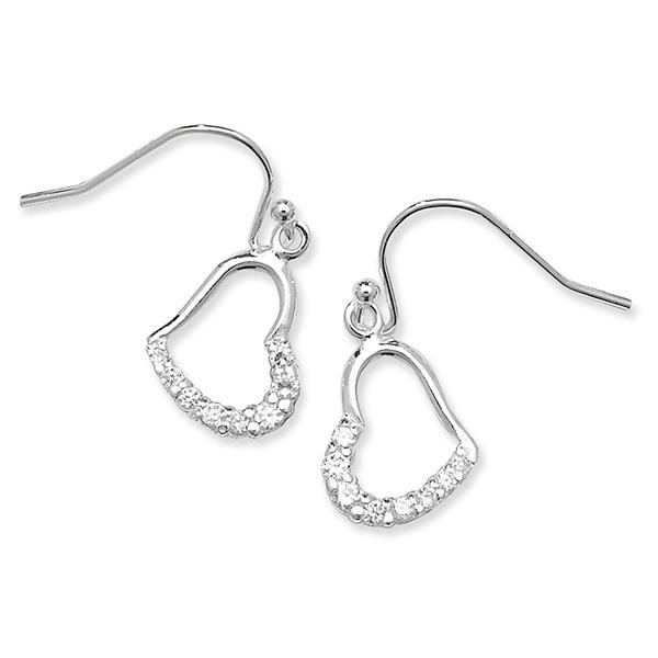 cz heart earrings sterling silver