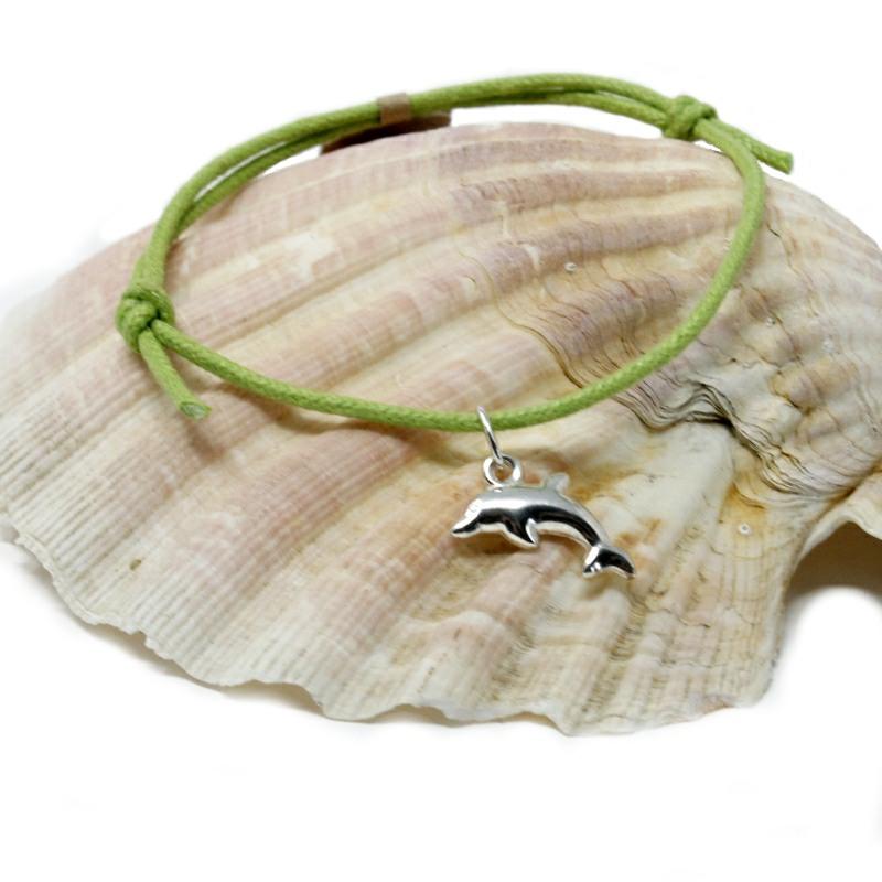 cotton and silver dolphin bracelet