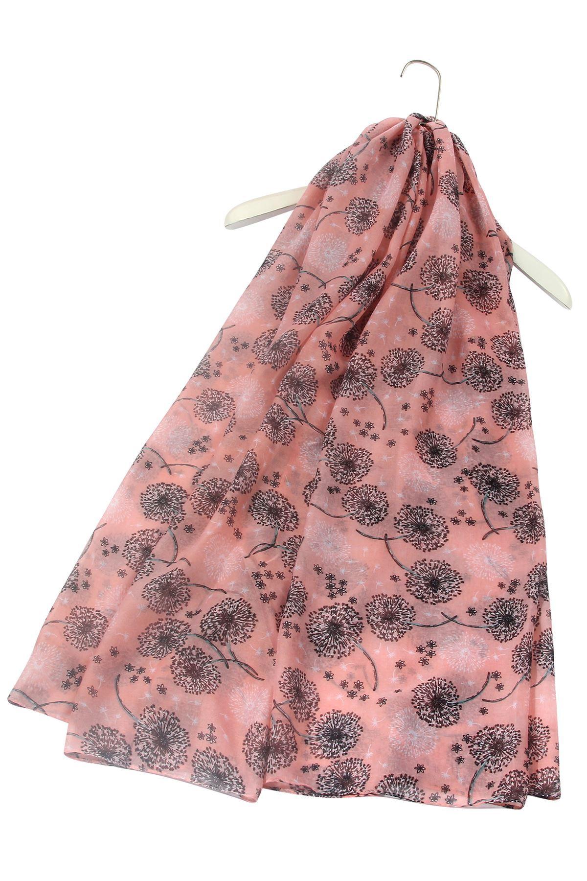 Pink dandelion print scarf