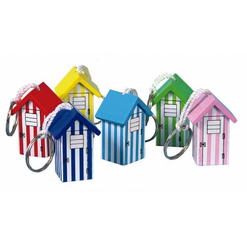 wooden beach hut keyring