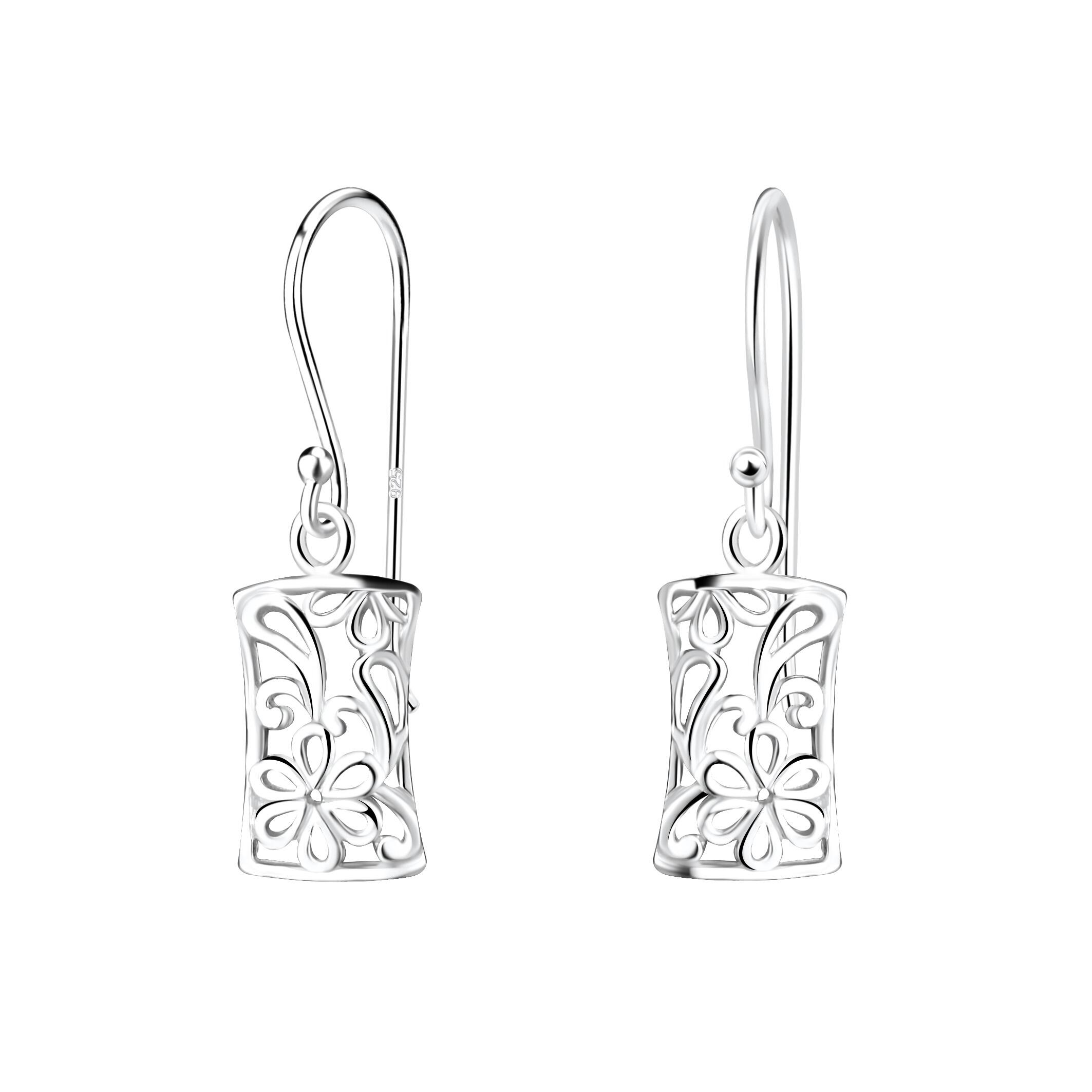 sterling silver flower drop earrings