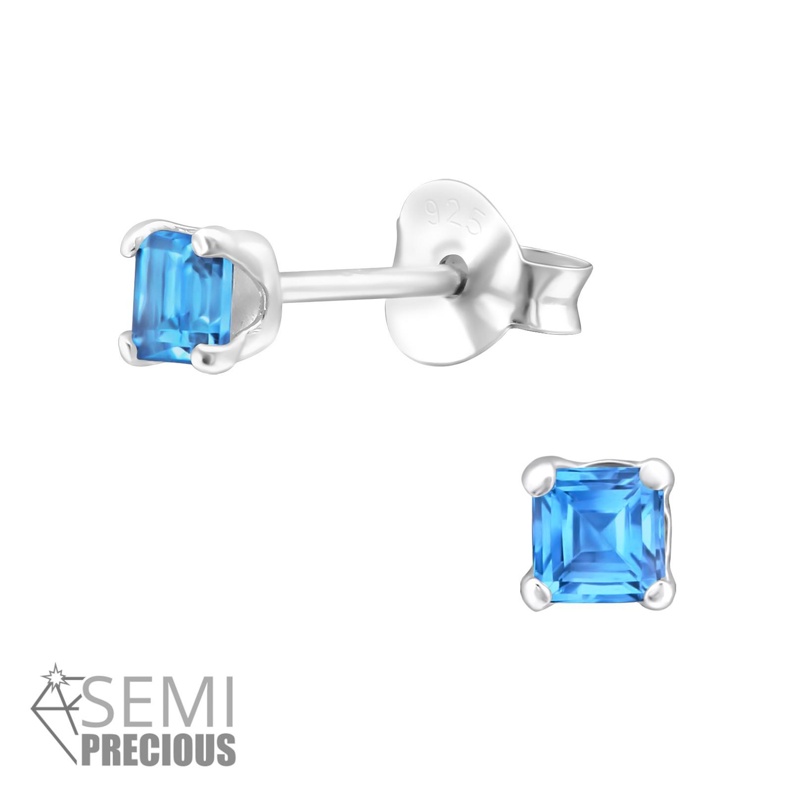 square cut swiss blue topaz earrings