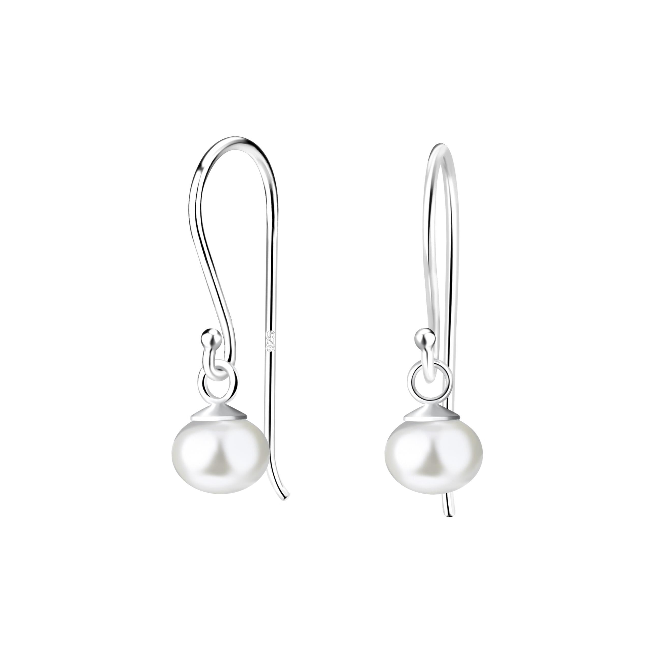 freshwater pearl drop earrings sterling silver