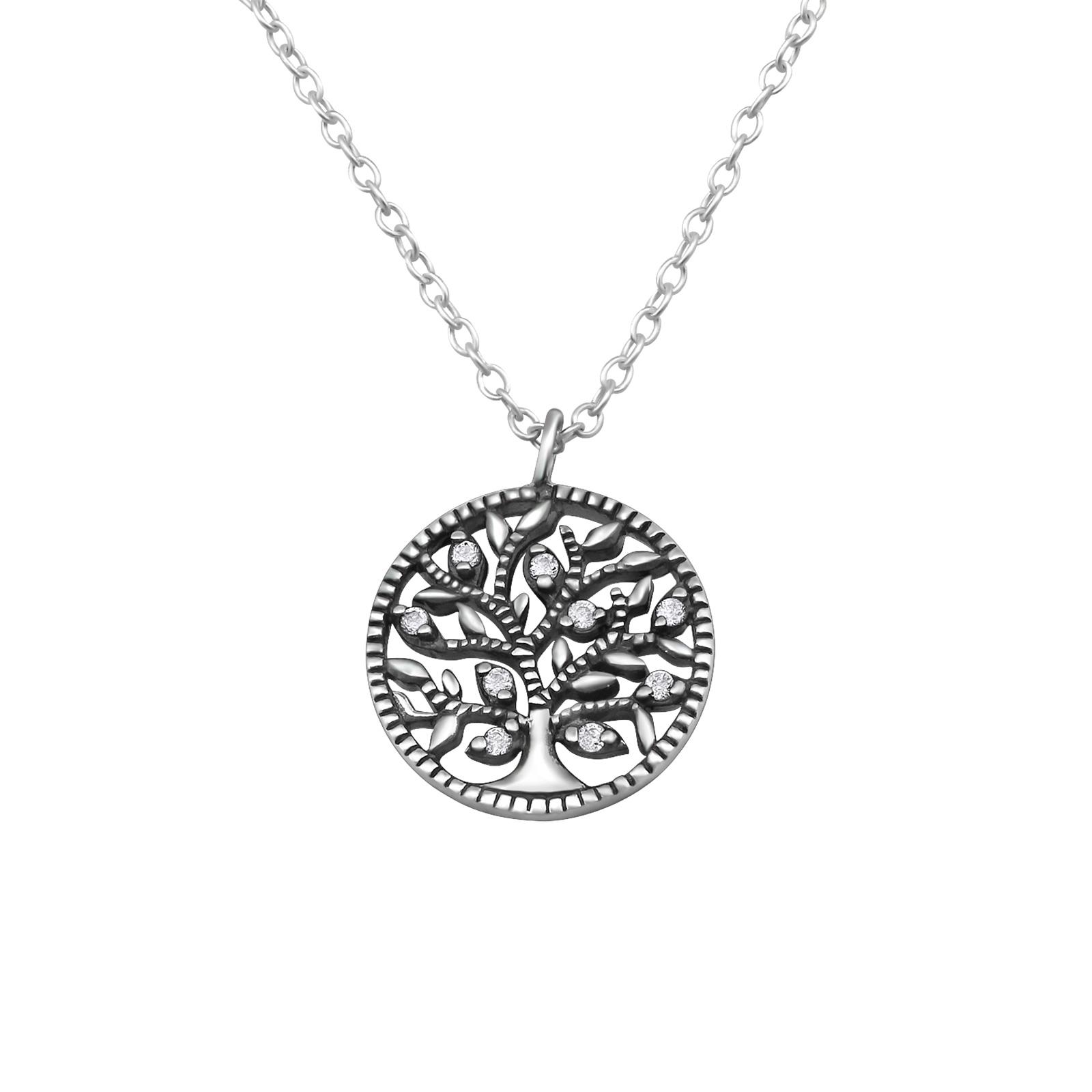oxidised silver tree of life pendant