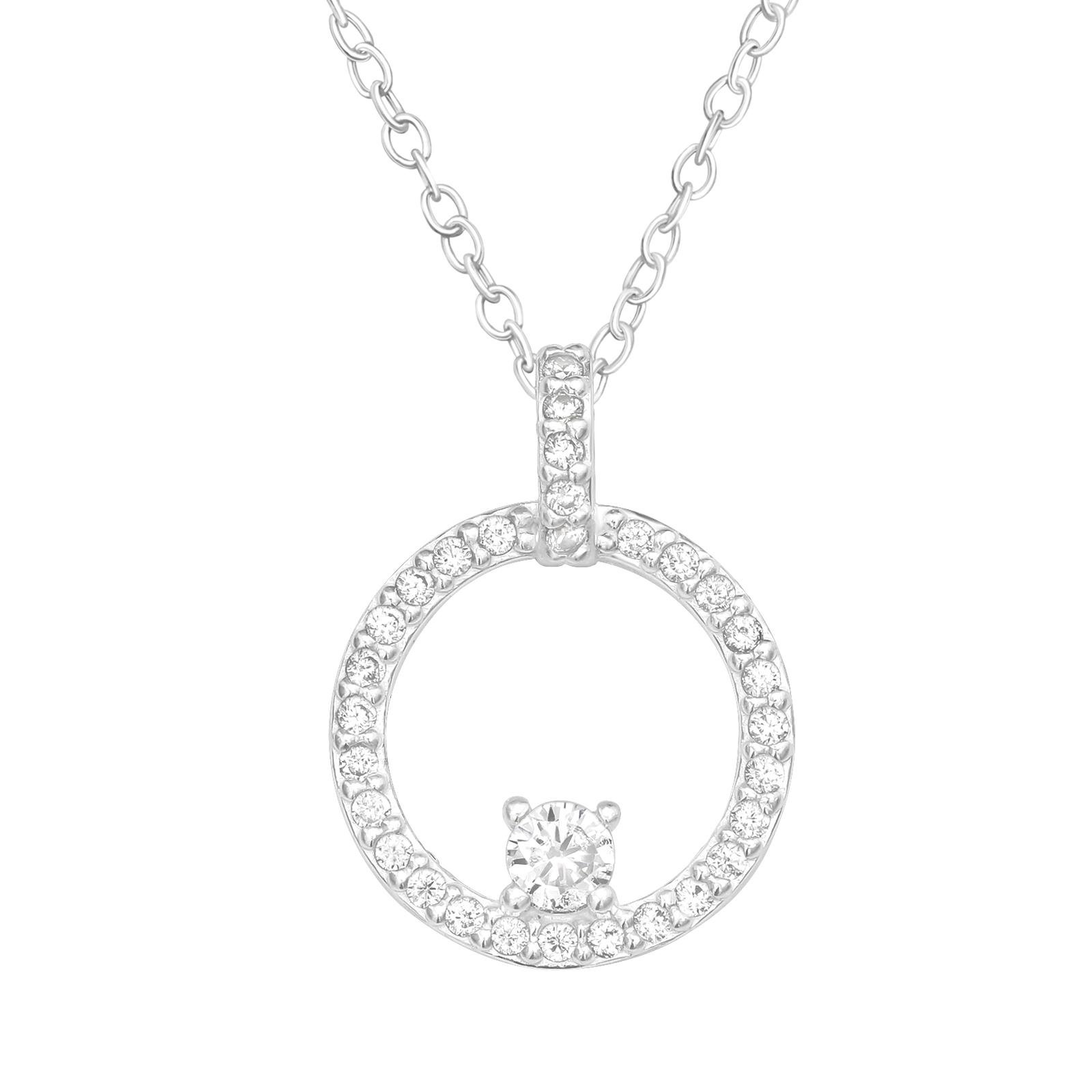 silver cz circle pendant