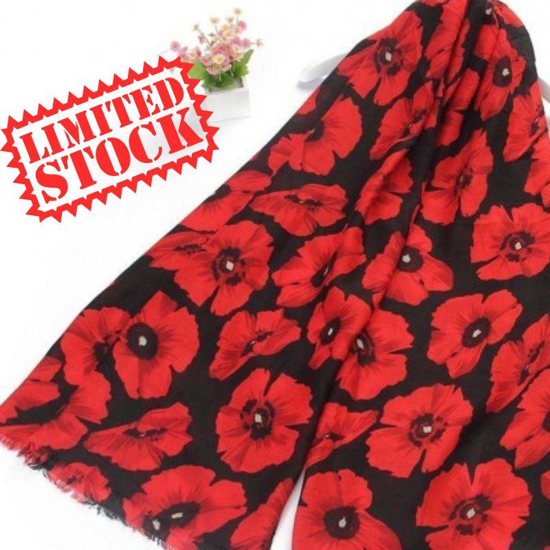 red & black Poppy scarf