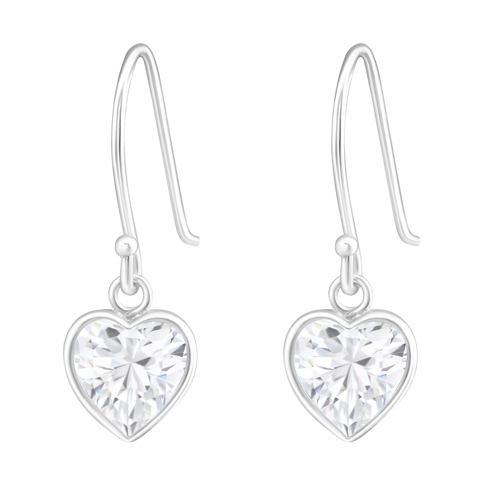 cubic zirconia heart drop earrings