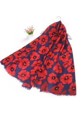 red and blue poppy scarf