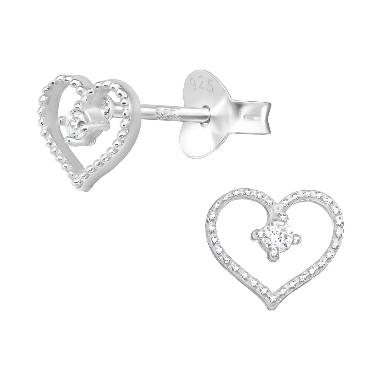 STERLING SILVER HEART CZ EARRINGS