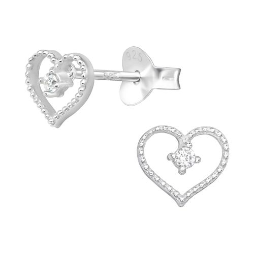 STERLING SILVER HEART CZ EARRINGS