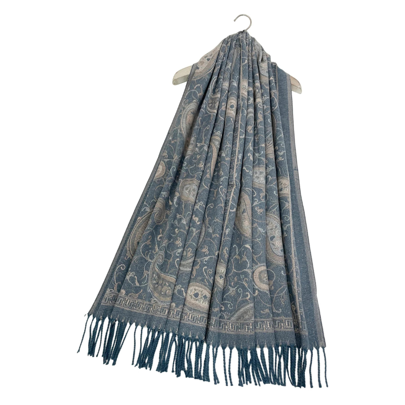 wool blend blue scarf