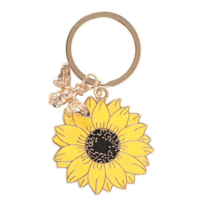 enamel sunflower key ring