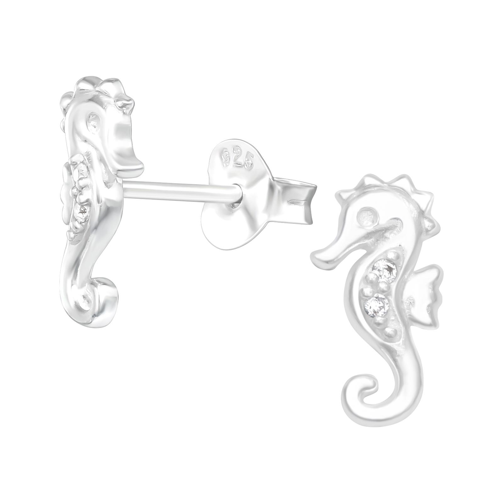silver sea horse earrings