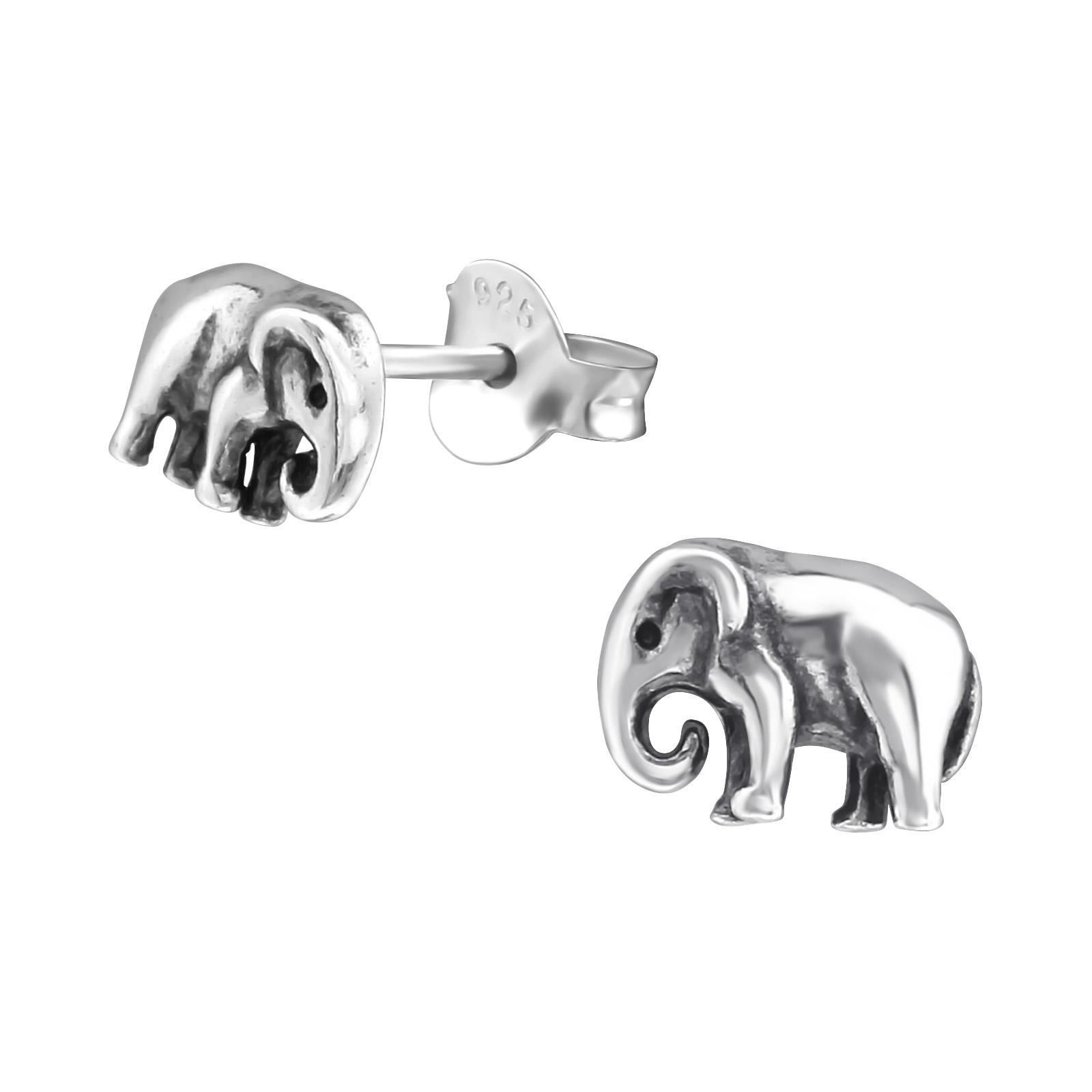 silver elephant earrings