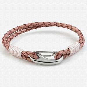 Pink Two Strap Bolo Leather Bracelet with Steel Lobster Clasp