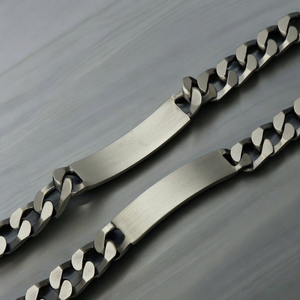 Men's Antique Finish Sterling Silver ID Bracelet with Custom Engraving