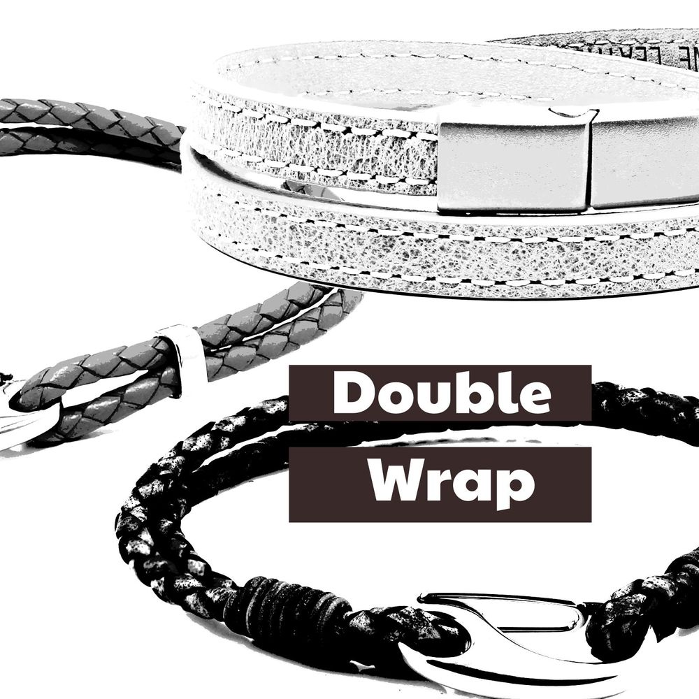 Two Strands of Leather Wrap around your Wrist Bracelet.