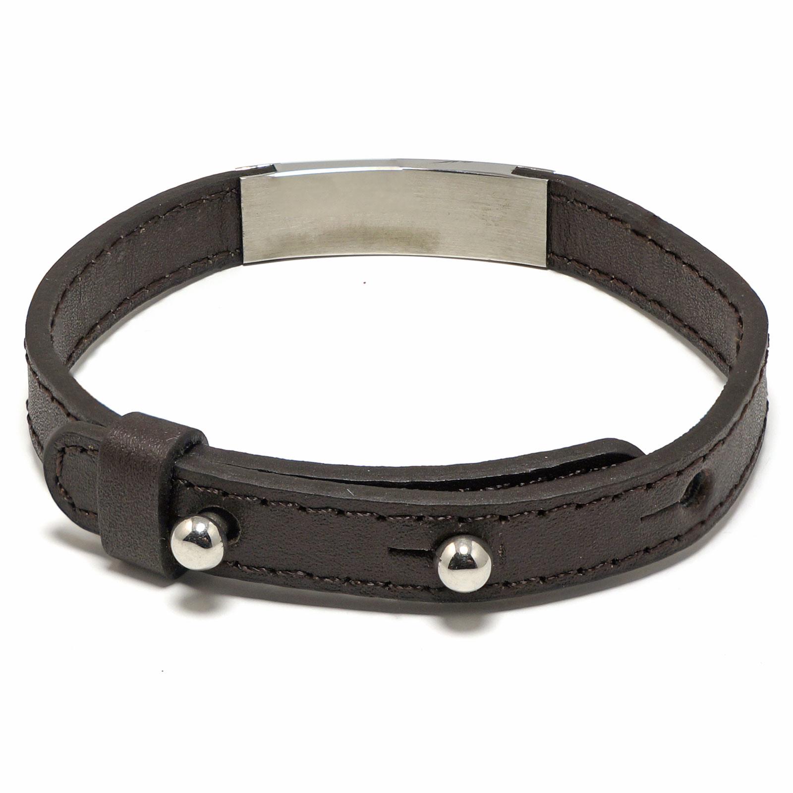 Personalised Adjustable Medical Alert Leather Bracelet - Any Engraving.