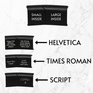 St Christopher leather bracelet engraving areas shown on front and inside of bracelet