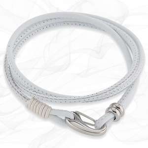 Simple White smooth 3mm Nappa Double wrap Leather Bracelet for Women