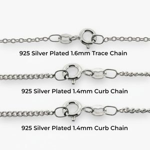 925 Silver Plated Curb and Trace Chains