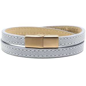 Grey Personalised Initial ID Leather Bracelets for her