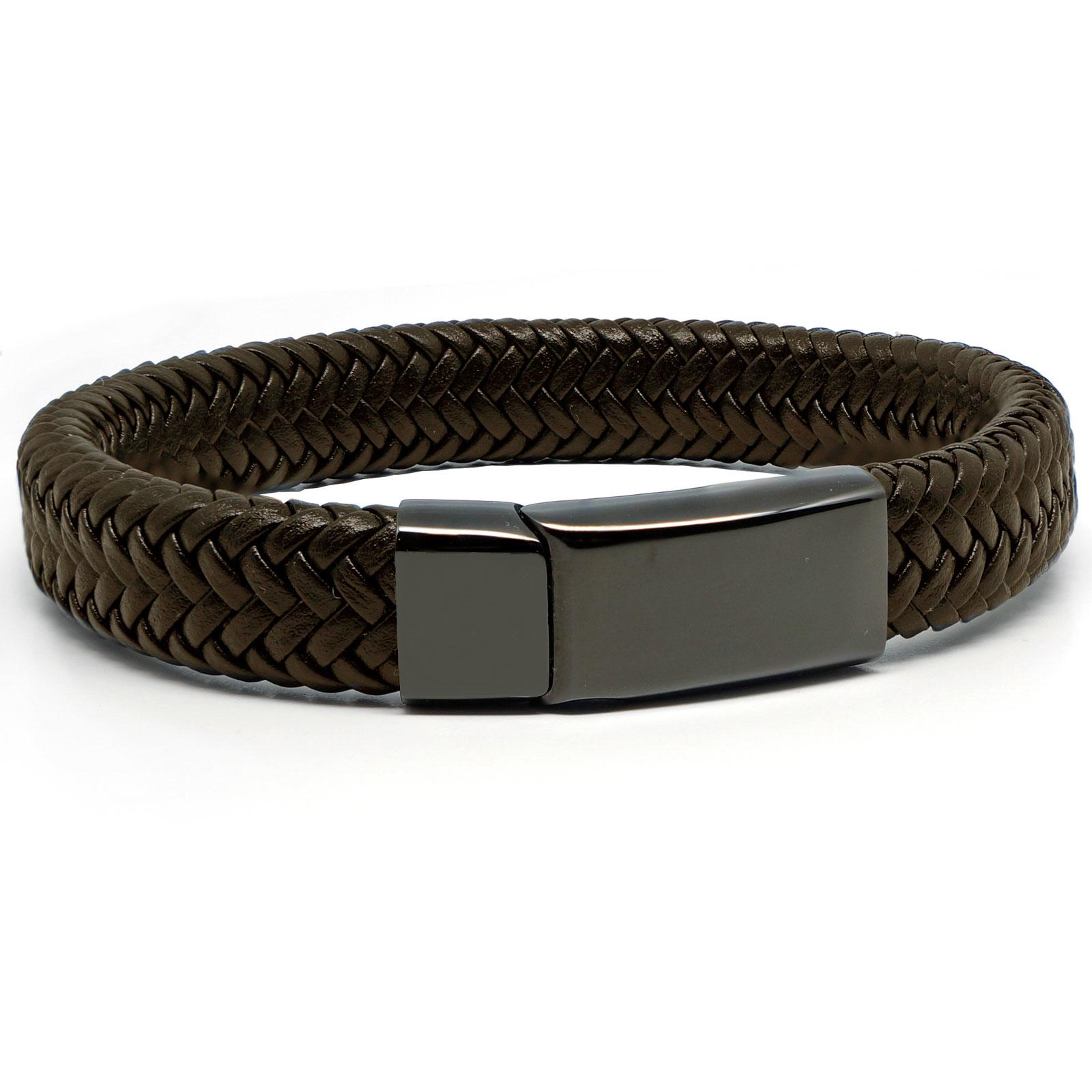 Chunky Black Super Soft Premium Leather Bracelet with a Silver Sliding Magnetic Clasp.